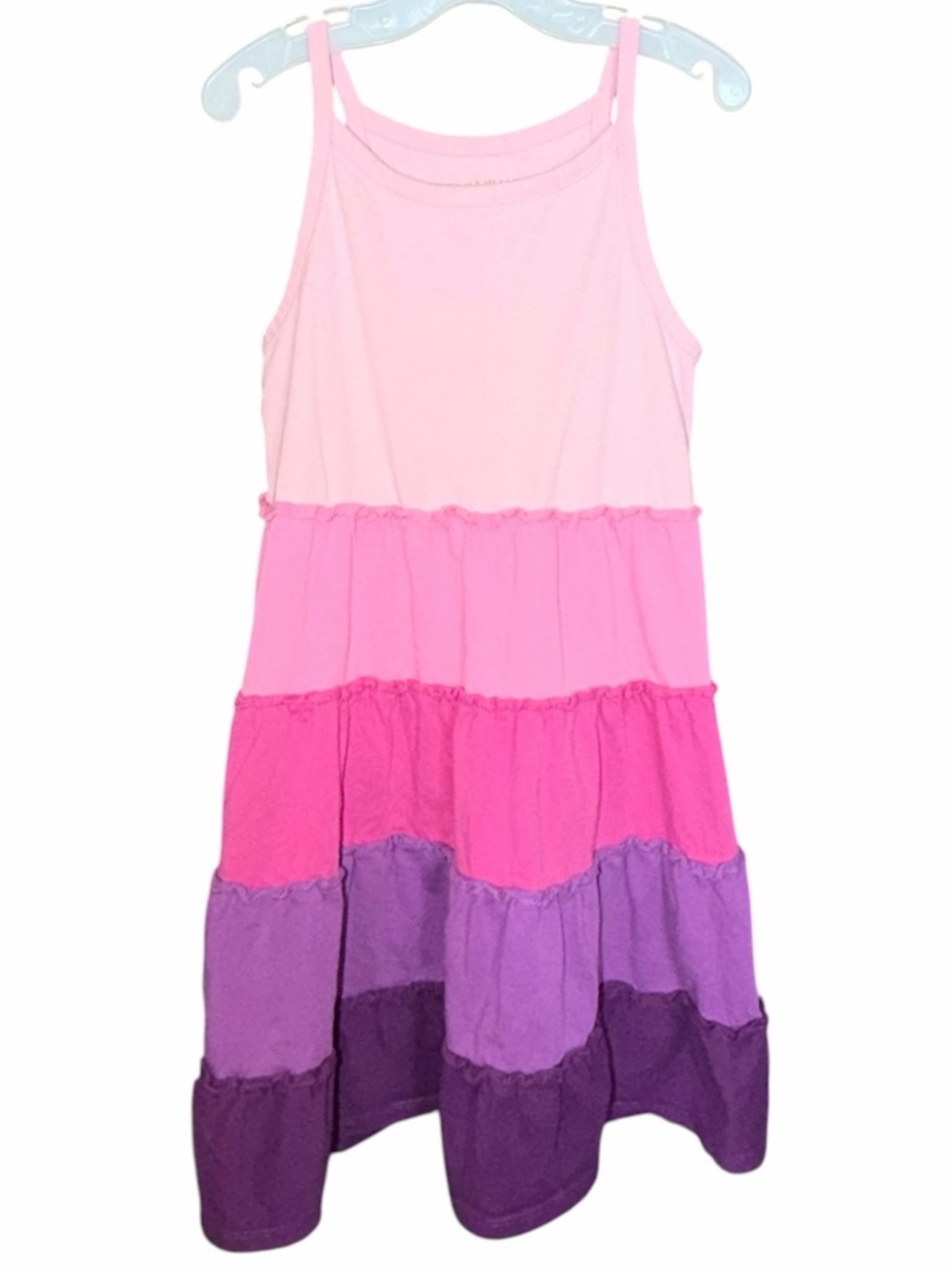 Garnet Hill Sleeveless Tiered Ruffle Sun Dress Purple Pink Girls Sz 8 -Worn Once